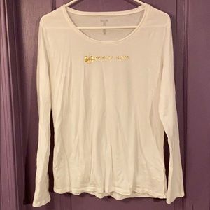 Michael Kors White Long Sleeve Logo Shirt Size XL